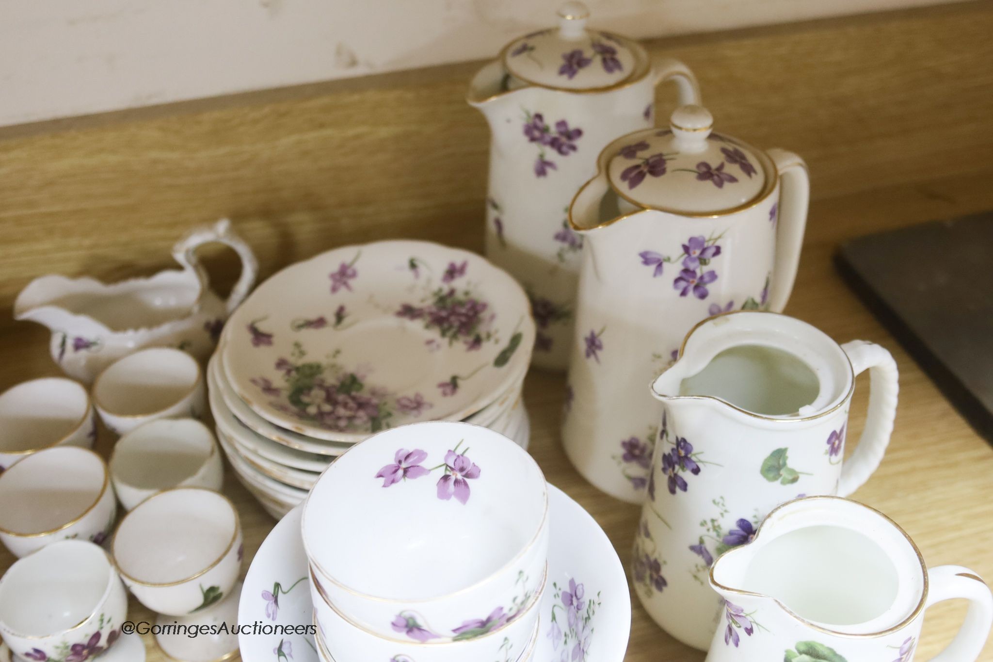 A Hammersley 'Violet' pattern fine bone china part tea service